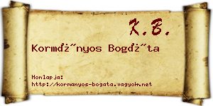Kormányos Bogáta névjegykártya